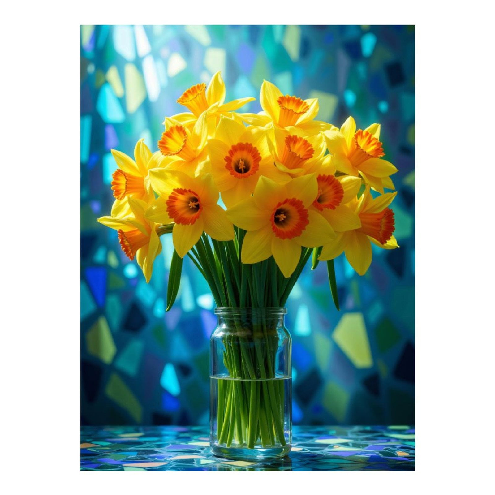 Diamond Art Kit for Adults, Cheerful Daffodils Vibrant Glass Vase Diamond Painting for Adults Beginners, 5D DIY Diamond Art Painting Kits, Colorful Diamond Painting Craft for Home Decor 12x16