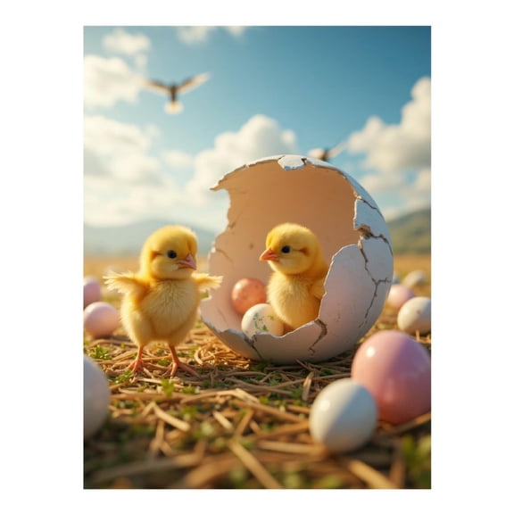 Diamond Art Kit for Adults, Chicks Springtime Eggs Hatching Diamond Painting for Adults Beginners, 5D DIY Diamond Art Painting Kits, Colorful Diamond Painting Craft for Home Decor 12x16