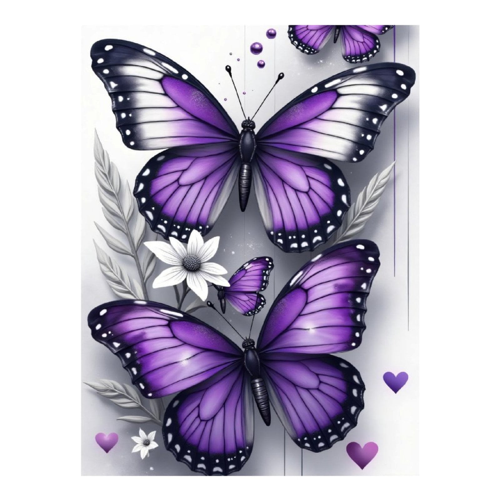 Diamond Art Kit for Adults, Classic Butterfly Mauve Print No.528