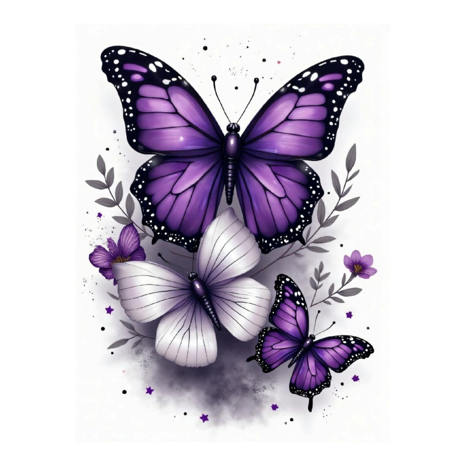 Diamond Art Kit for Adults, Classic Butterfly Purple Print No.368 Diamond Painting for Adults Beginners, 5D DIY Diamond Art Painting Kits, Colorful Diamond Painting Craft for Home Decor 12x16