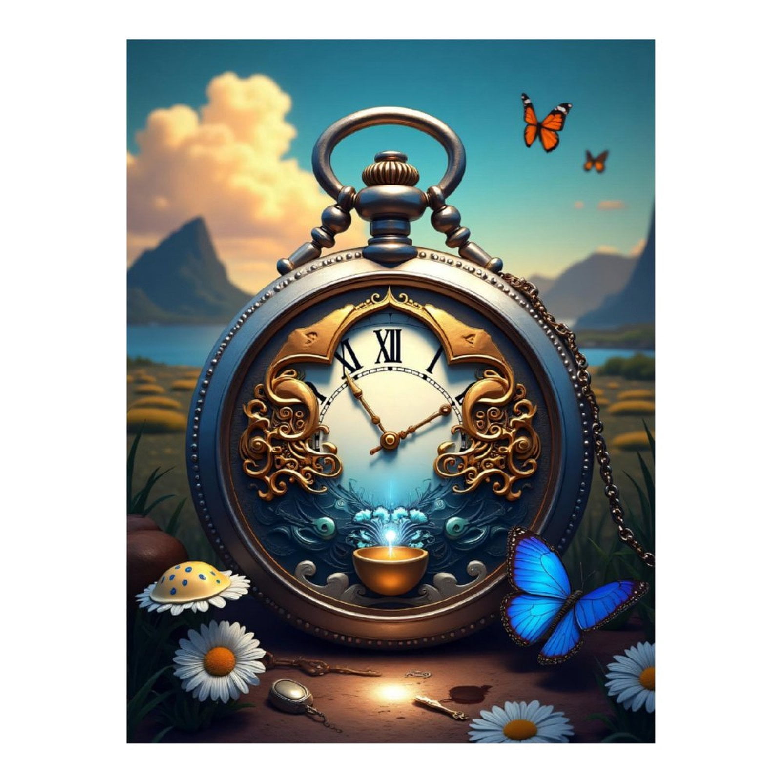 Diamond Art Kit for Adults, Classic Clock Butterfly Print No.17 Diamond Painting for Adults Beginners, 5D DIY Diamond Art Painting Kits, Colorful Diamond Painting Craft for Home Decor 12x16
