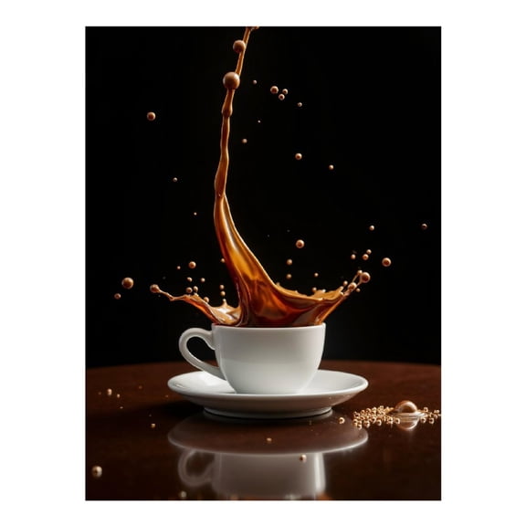 Diamond Art Kit for Adults, Coffee Splash Cup Brown Table Diamond Painting for Adults Beginners, 5D DIY Diamond Art Painting Kits, Colorful Diamond Painting Craft for Home Decor 12x16