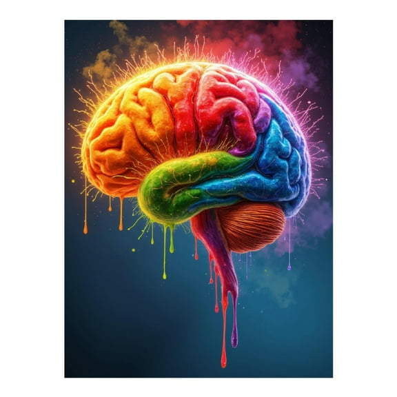 Diamond Art Kit for Adults, Colorful Abstract Brain Illustration Diamond Painting for Adults Beginners, DIY Diamond Art Painting Kits, 5D Diamond Painting Crafts for Home Decor 12x16 Frameless