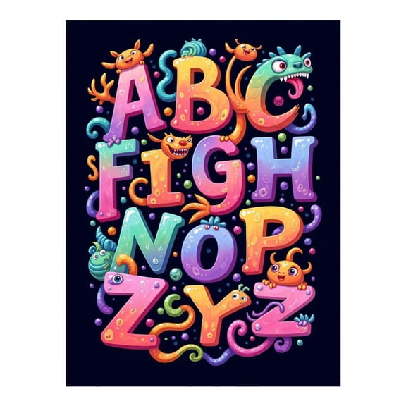 Diamond Art Kit for Adults, Colorful Alphabet Monster Art Diamond Painting for Adults Beginners, DIY Diamond Art Painting Kits, 5D Diamond Painting Crafts for Home Decor 12x16 Frameless