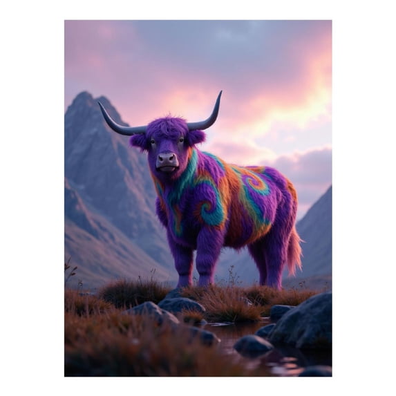 Diamond Art Kit for Adults, Colorful Cow In Scenic Landscape Diamond Painting for Adults Beginners, DIY Diamond Art Painting Kits, 5D Diamond Painting Crafts for Home Decor 12x16 Frameless