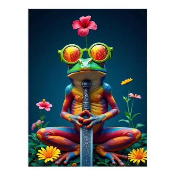 Diamond Art Kit for Adults, Colorful Frog Sunglasses Sword Flower Diamond Painting for Adults Beginners, DIY Diamond Art Painting Kits, 5D Diamond Painting Crafts for Home Decor 12x16 Frameless