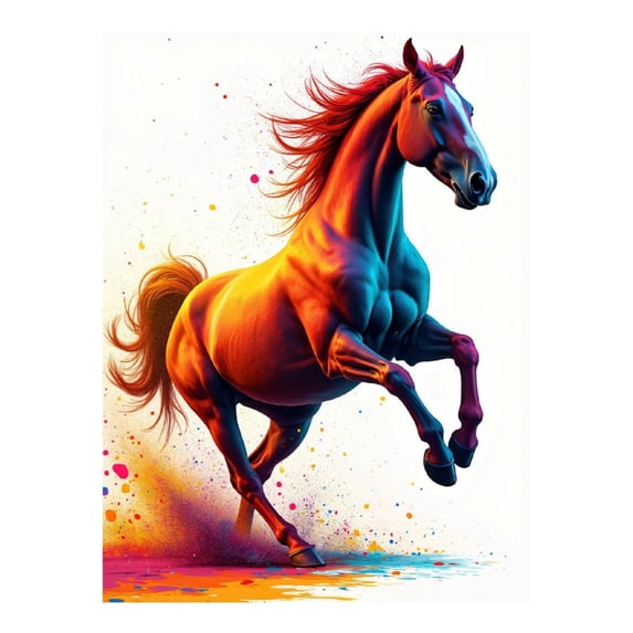 Diamond Art Kit for Adults, Colorful Galloping Horse Art Diamond Painting for Adults Beginners, DIY Diamond Art Painting Kits, 5D Diamond Painting Crafts for Home Decor 12x16 Frameless