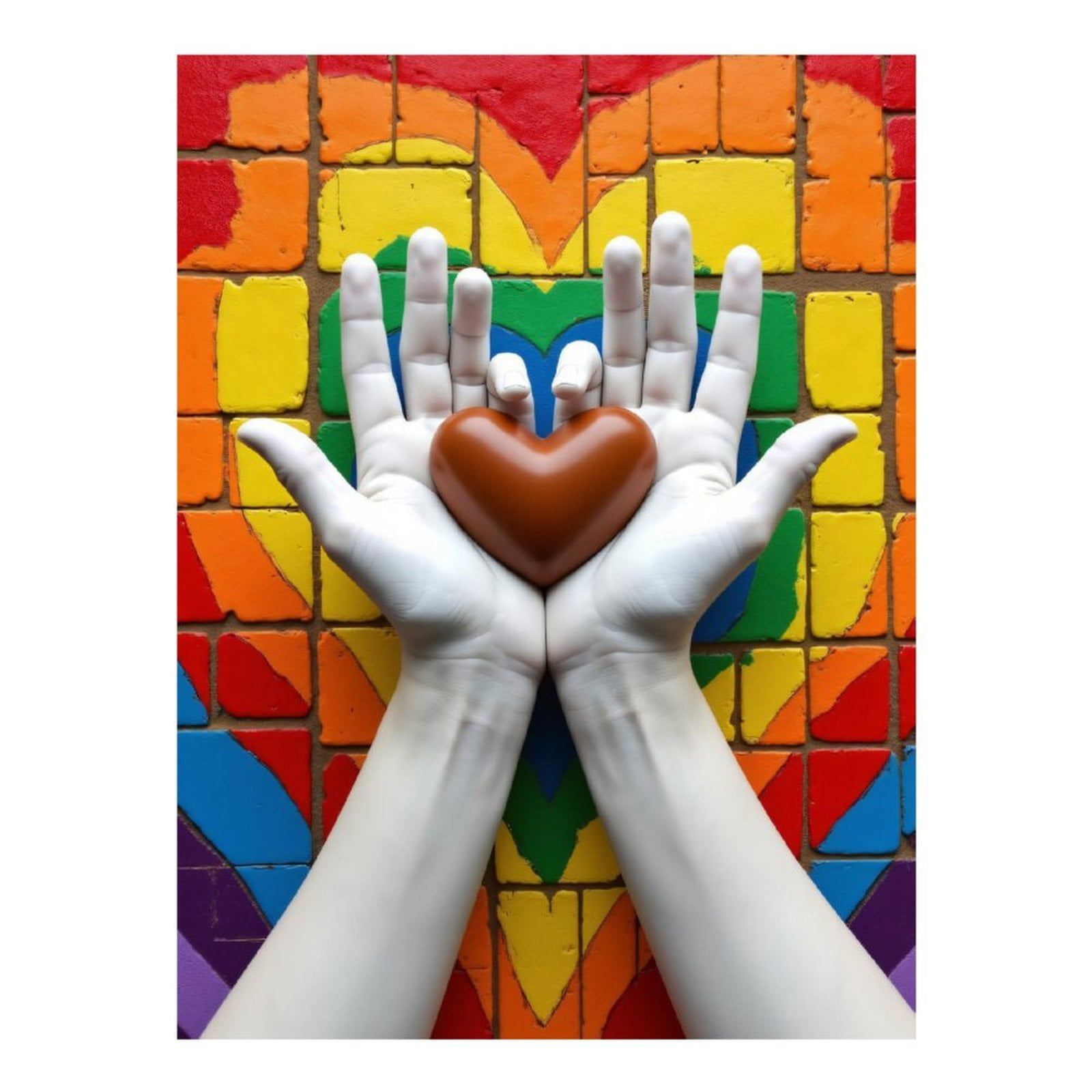 Diamond Art Kit for Adults, Colorful Hands Heart Mosaic Artwork Diamond Painting for Adults Beginners, 5D DIY Diamond Art Painting Kits, Colorful Diamond Painting Craft for Home Decor 12x16