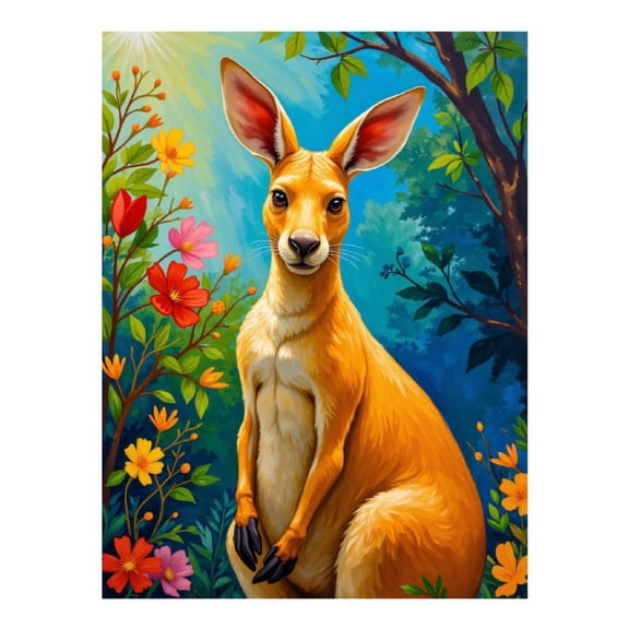 Diamond Art Kit for Adults, Colorful Kangaroo In Blooming Garden Diamond Painting for Adults Beginners, 5D DIY Diamond Art Painting Kits, Colorful Diamond Painting Craft for Home Decor 12x16