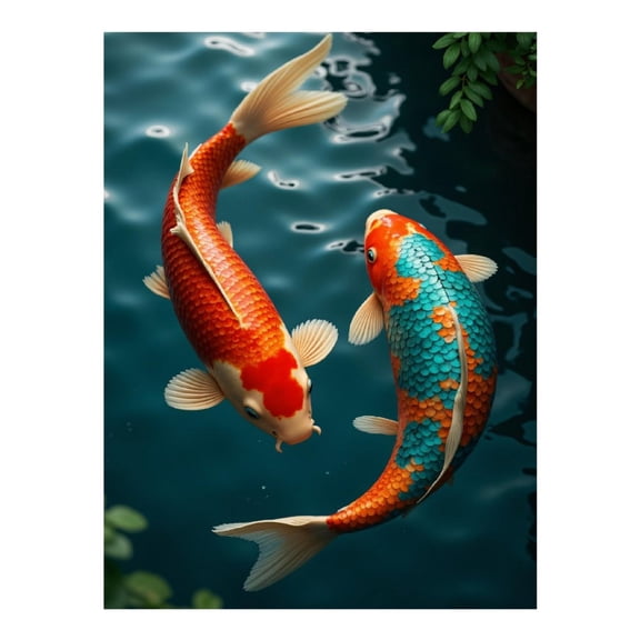 Diamond Art Kit for Adults, Colorful Koi Fish In Water Diamond Painting for Adults Beginners, 5D DIY Diamond Art Painting Kits, Colorful Diamond Painting Craft for Home Decor 12x16 Frameless