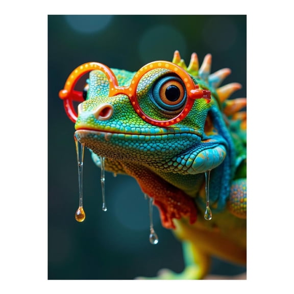 Diamond Art Kit for Adults, Colorful Lizard Wearing Glasses Diamond Painting for Adults Beginners, 5D DIY Diamond Art Painting Kits, Colorful Diamond Painting Craft for Home Decor 12x16