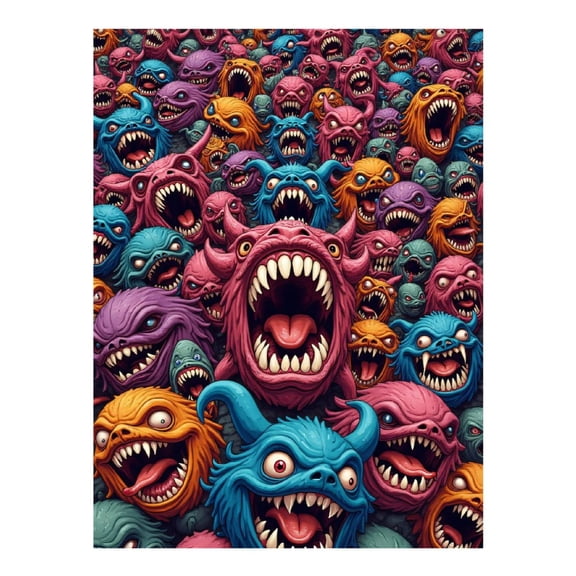 Diamond Art Kit for Adults, Colorful Monster Crowd Chaos Diamond Painting for Adults Beginners, DIY Diamond Art Painting Kits, 5D Diamond Painting Crafts for Home Decor 12x16 Frameless
