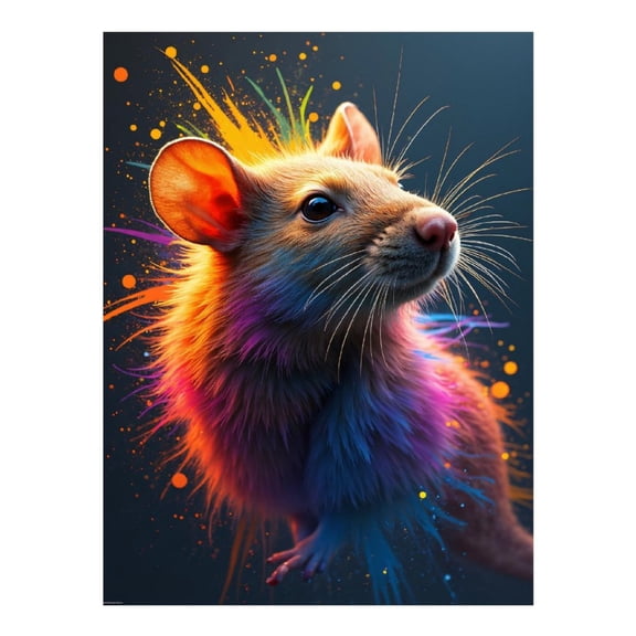 Diamond Art Kit for Adults, Colorful Mouse with Vibrant Splash Diamond Painting for Adults Beginners, DIY Diamond Art Painting Kits, 5D Diamond Painting Crafts for Home Decor 12x16 Frameless