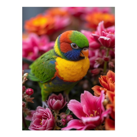 Diamond Art Kit for Adults, Colorful Parrot In Blooming Garden Diamond Painting for Adults Beginners, DIY Diamond Art Painting Kits, 5D Diamond Painting Crafts for Home Decor 12x16 Frameless