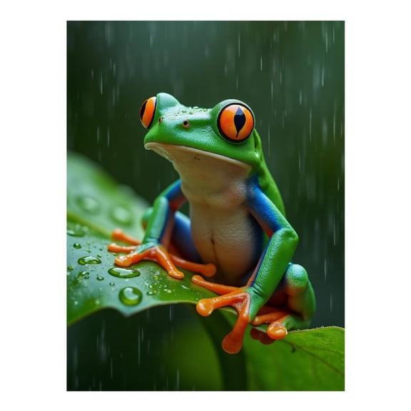 Diamond Art Kit for Adults, Colorful Rainforest Frog Perched Diamond Painting for Adults Beginners, 5D DIY Diamond Art Painting Kits, Colorful Diamond Painting Craft for Home Decor 12x16