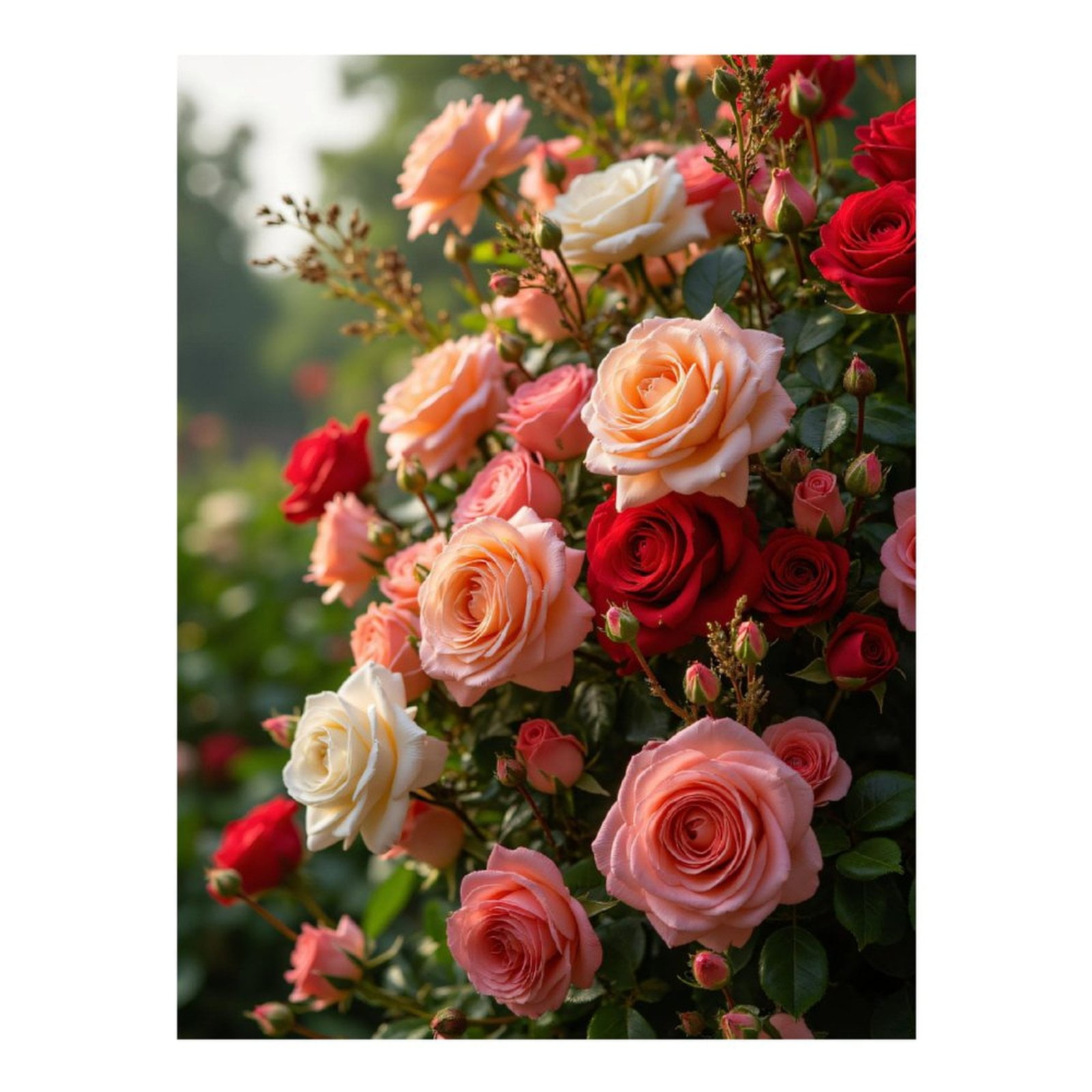 Diamond Art Kit for Adults, Colorful Rose Garden Blooms Diamond Painting for Adults Beginners, 5D DIY Diamond Art Painting Kits, Colorful Diamond Painting Craft for Home Decor 12x16