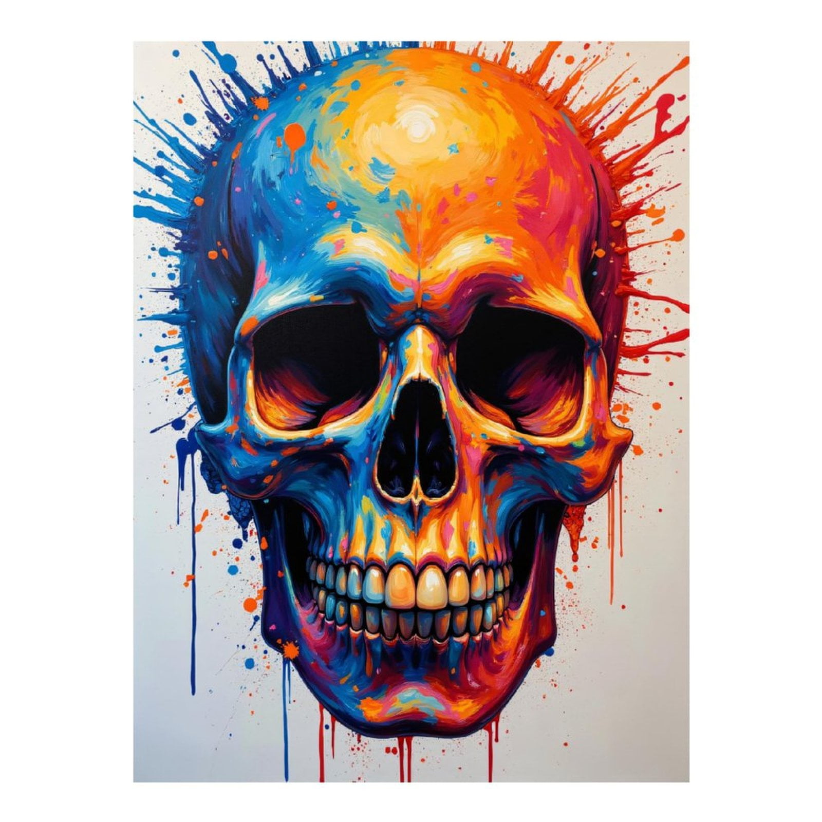 Diamond Art Kit for Adults, Colorful Skull Art Splatter Canvas Diamond Painting for Adults Beginners, 5D DIY Diamond Art Painting Kits, Colorful Diamond Painting Craft for Home Decor 12x16