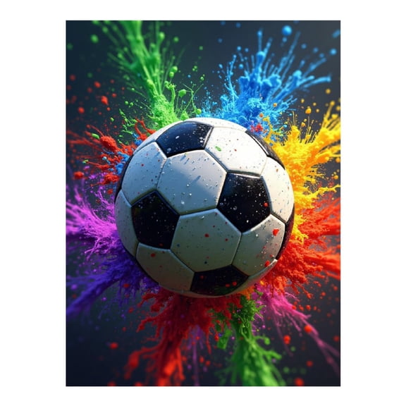 Diamond Art Kit for Adults, Colorful Soccer Explosion Art Diamond Painting for Adults Beginners, DIY Diamond Art Painting Kits, 5D Diamond Painting Crafts for Home Decor 12x16 Frameless
