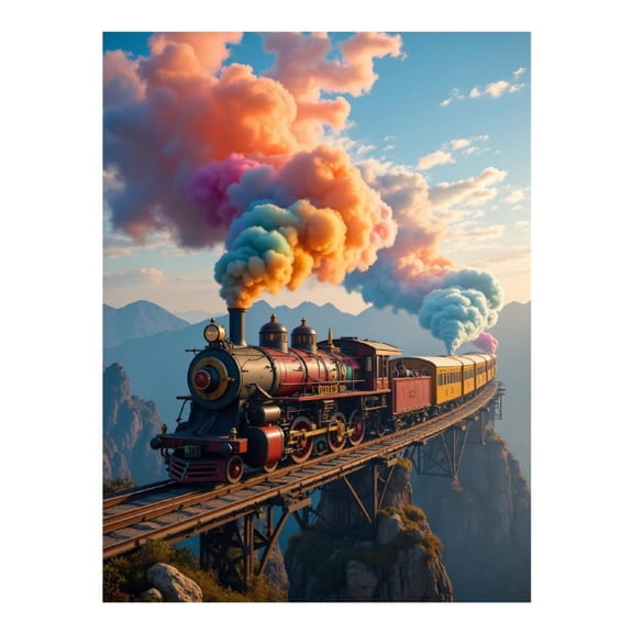 Diamond Art Kit for Adults, Colorful Steam Train On Bridge Diamond Painting for Adults Beginners, 5D DIY Diamond Art Painting Kits, Colorful Diamond Painting Craft for Home Decor 12x16
