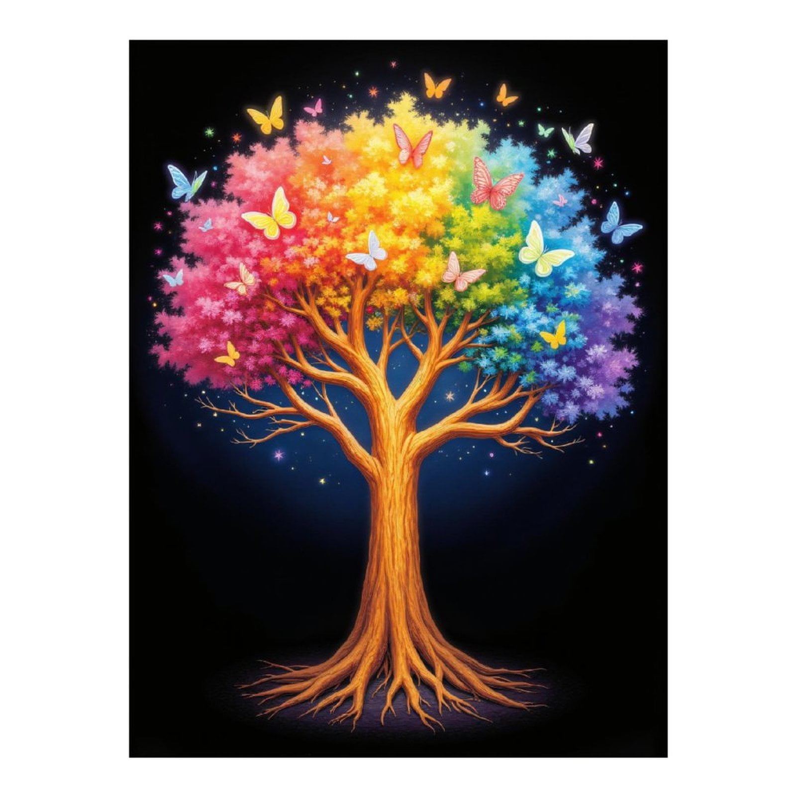 DIY Diamond Painting Kit - House With Butterflies On Tree Branches, 5D Full Drill 11.8x11.8 Inch
