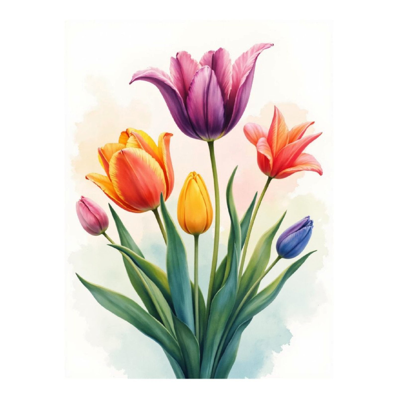 Diamond Art Kit for Adults, Colorful Tulip Bouquet Art Print Diamond Painting for Adults Beginners, 5D DIY Diamond Art Painting Kits, Colorful Diamond Painting Craft for Home Decor 12x16