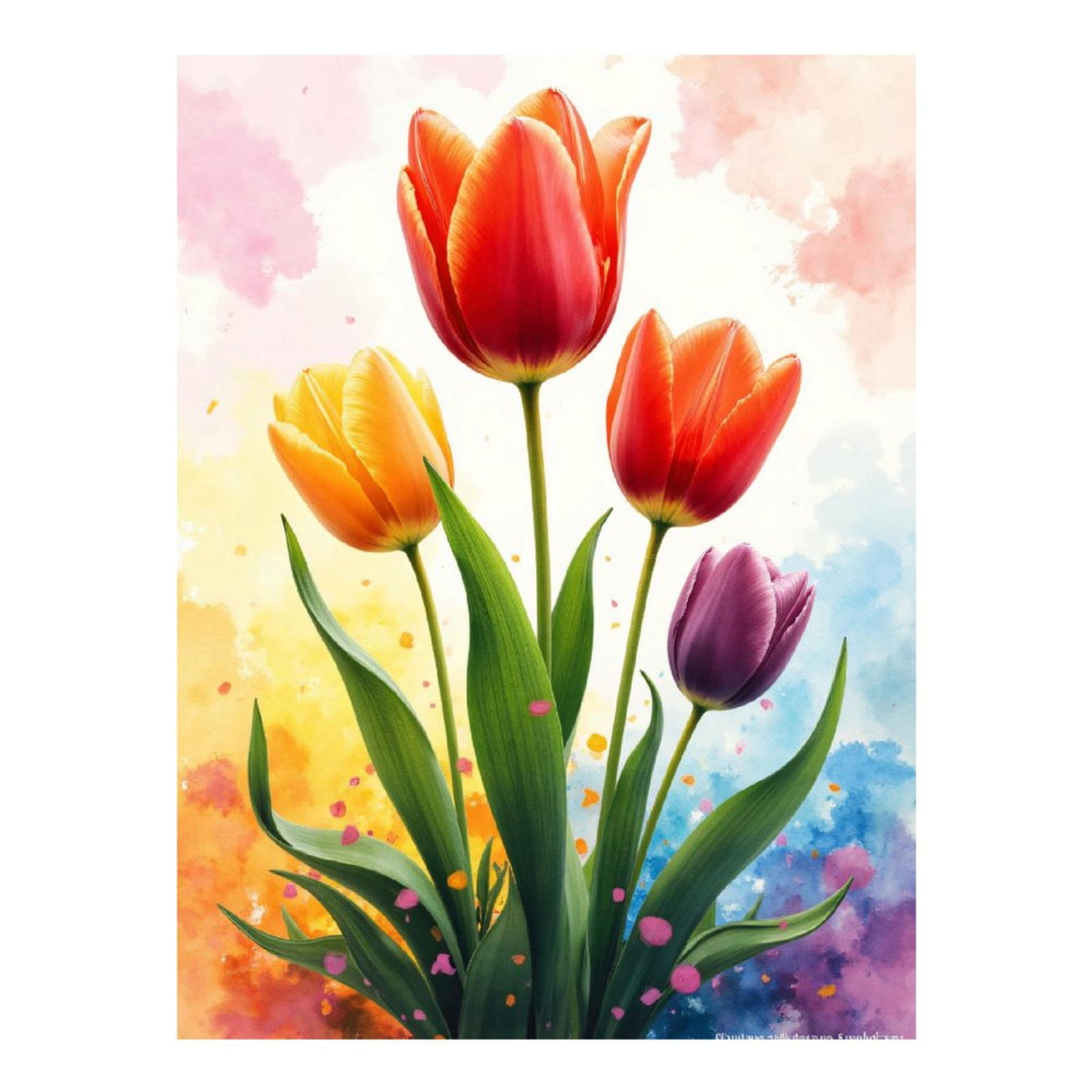 Diamond Art Kit for Adults, Colorful Tulip Bouquet Art Print Diamond Painting for Adults Beginners, 5D DIY Diamond Art Painting Kits, Colorful Diamond Painting Craft for Home Decor 12x16