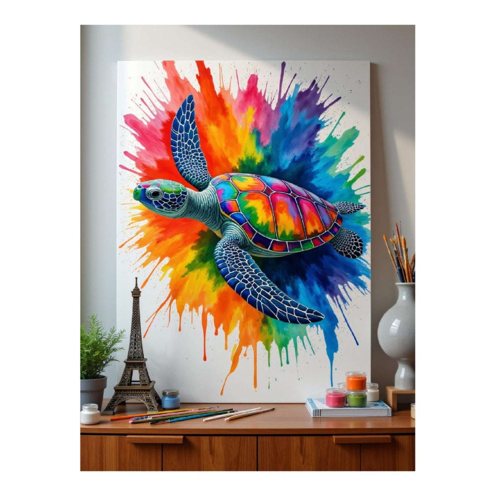 Diamond Art Kit for Adults, Colorful Turtle Art Canvas Decor Diamond Painting for Adults Beginners, 5D DIY Diamond Art Painting Kits, Colorful Diamond Painting Craft for Home Decor 12x16