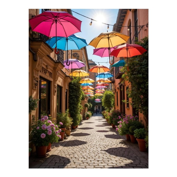 Diamond Art Kit for Adults, Colorful Umbrellas Over Charming Alley Diamond Painting for Adults Beginners, 5D DIY Diamond Art Painting Kits, Colorful Diamond Painting Craft for Home Decor 12x16
