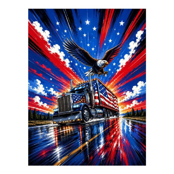Diamond Art Kit for Adults, Comic Eagle Truck Diamond Painting for Adults Beginners, 5D DIY Diamond Art Painting Kits, Colorful Diamond Painting Craft for Home Decor 12x16