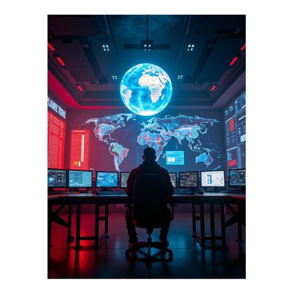 Diamond Art Kit for Adults, Control Room Technology World Map Diamond Painting for Adults Beginners, 5D DIY Diamond Art Painting Kits, Colorful Diamond Painting Craft for Home Decor 12x16