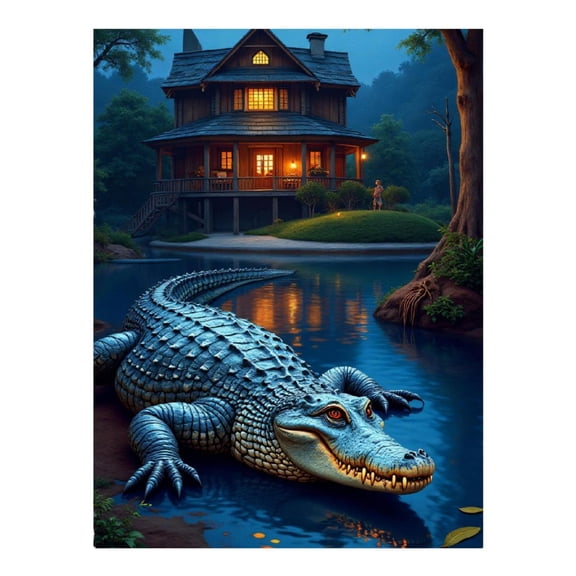 Diamond Art Kit for Adults, Cool Alligator Baby Blue Print No.8 Diamond Painting for Adults Beginners, 5D DIY Diamond Art Painting Kits, Colorful Diamond Painting Craft for Home Decor 12x16