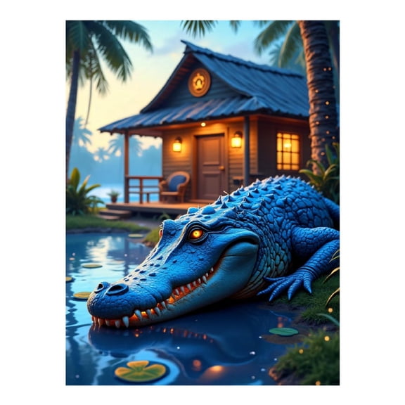 Diamond Art Kit for Adults, Cool Alligator Cobalt Print No.10 Diamond Painting for Adults Beginners, 5D DIY Diamond Art Painting Kits, Colorful Diamond Painting Craft for Home Decor 12x16