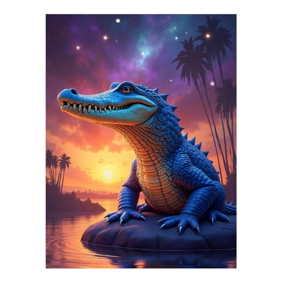 Diamond Art Kit for Adults, Cool Alligator Cobalt Print No.9 Diamond Painting for Adults Beginners, 5D DIY Diamond Art Painting Kits, Colorful Diamond Painting Craft for Home Decor 12x16