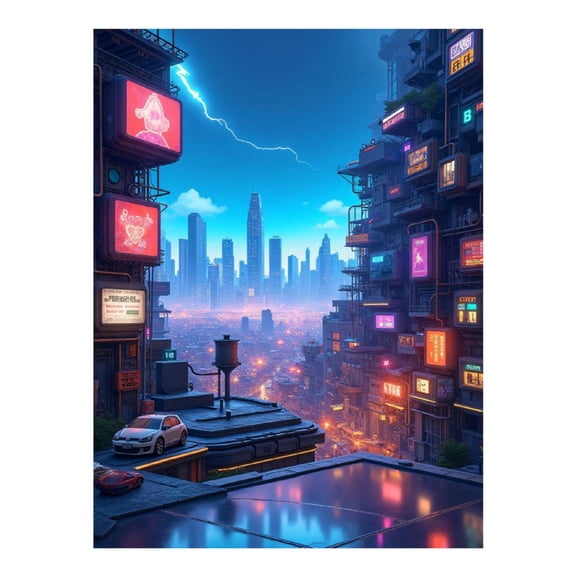 Diamond Art Kit for Adults, Cool Cyberpunk Cityscape Print No.29 Diamond Painting for Adults Beginners, 5D DIY Diamond Art Painting Kits, Colorful Diamond Painting Craft for Home Decor 12x16