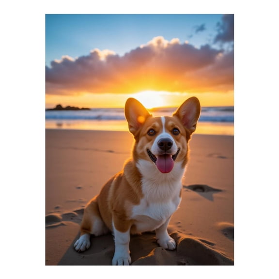 Diamond Art Kit for Adults, Corgi Beach Sunset Joy Diamond Painting for Adults Beginners, DIY Diamond Art Painting Kits, 5D Diamond Painting Crafts for Home Decor 12x16 Frameless