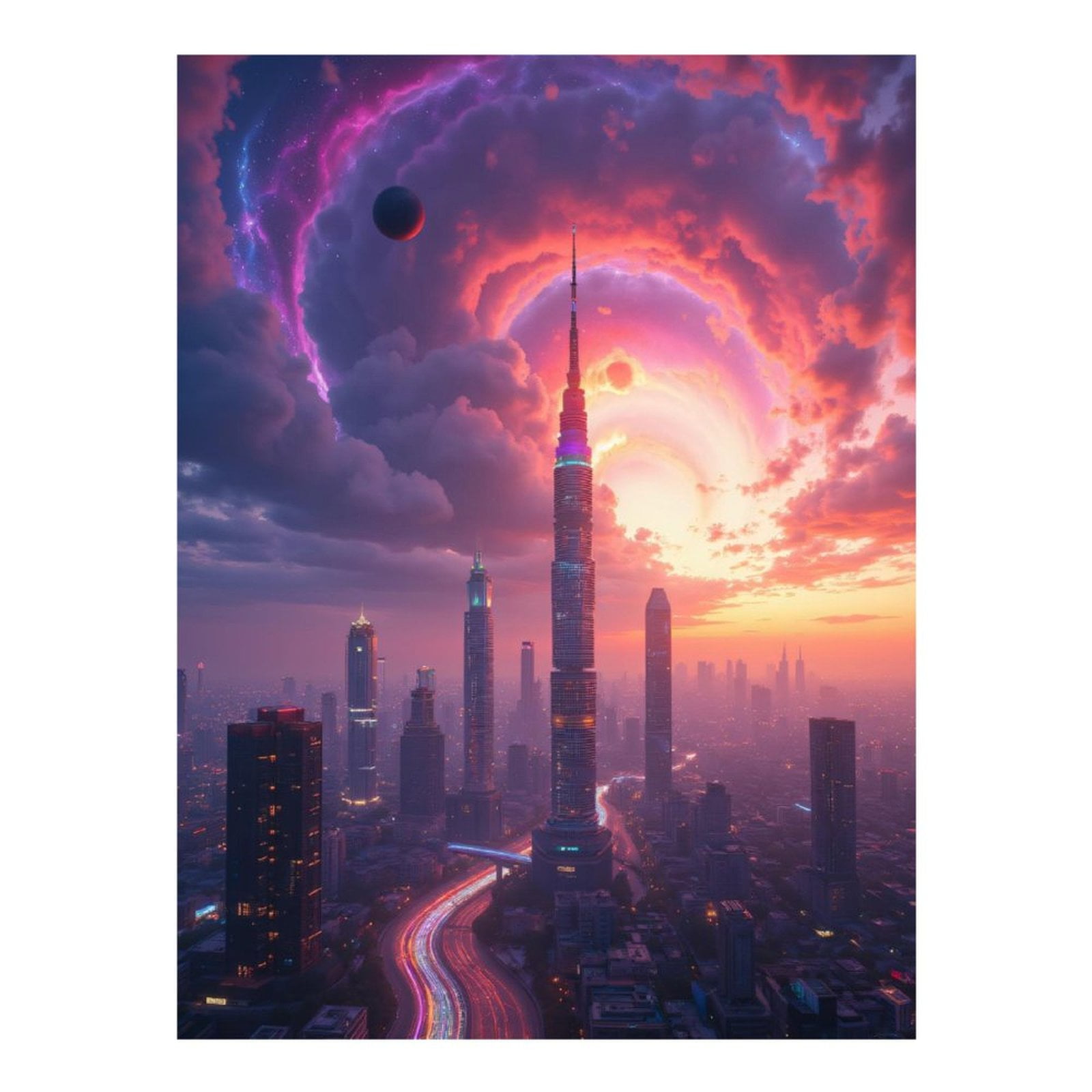 TZTTZT Cosmic Cat Diamond Art Kit – Round 5D DIY Painting, 12x16 Inch