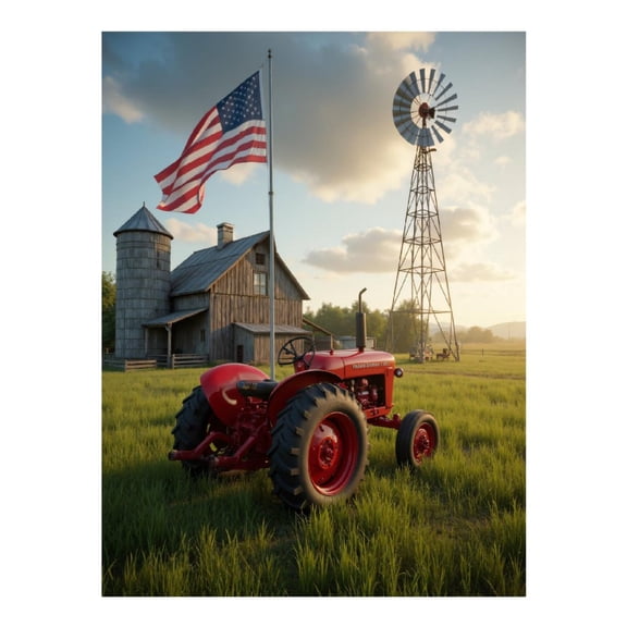 Diamond Art Kit for Adults, Country Farm Tractor Windmill Sunset Diamond Painting for Adults Beginners, 5D DIY Diamond Art Painting Kits, Colorful Diamond Painting Craft for Home Decor 12x16