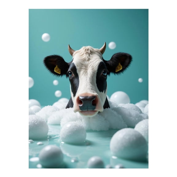 Diamond Art Kit for Adults, Cow Bubbles Aqua Gentle Scene Diamond Painting for Adults Beginners, 5D DIY Diamond Art Painting Kits, Colorful Diamond Painting Craft for Home Decor 12x16