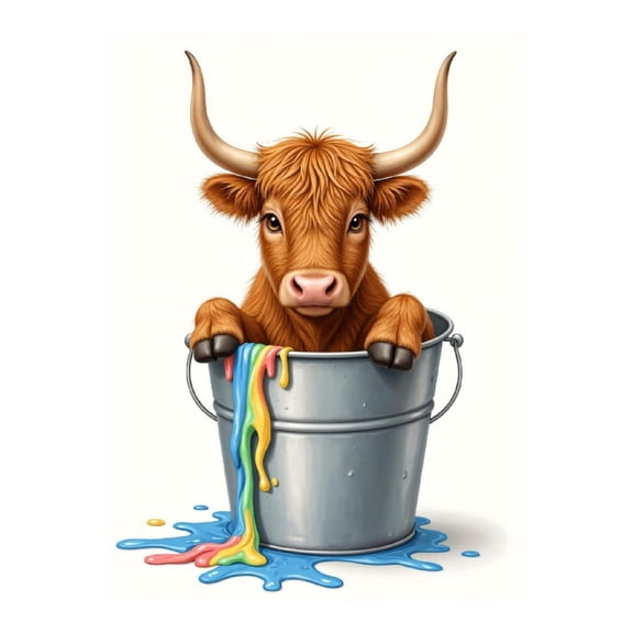 Diamond Art Kit for Adults, Cow In Metal Bucket With Paint Diamond Painting for Adults Beginners, 5D DIY Diamond Art Painting Kits, Colorful Diamond Painting Craft for Home Decor 12x16