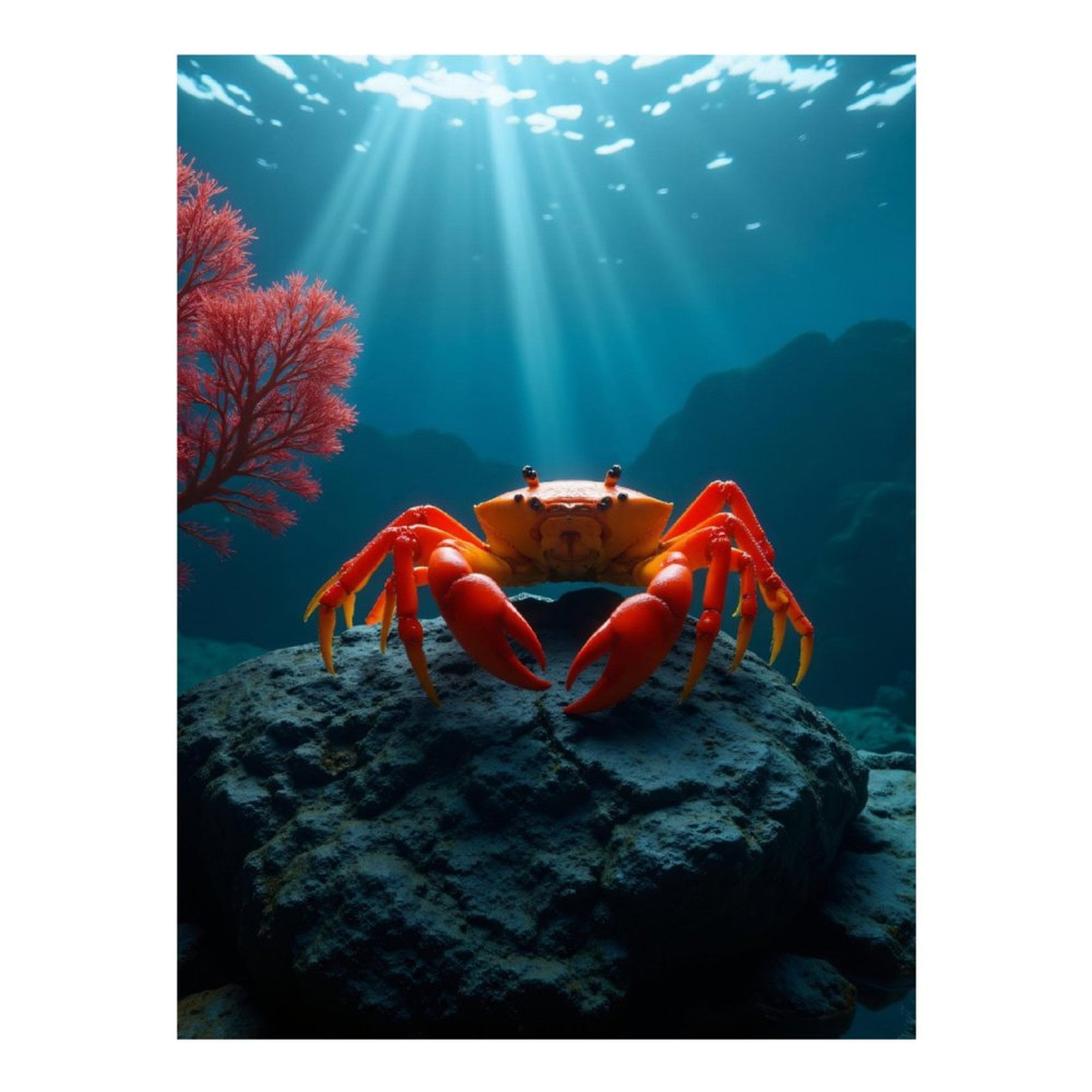 Diamond Art Kit for Adults, Crab On Rock Ocean Scene Diamond Painting for Adults Beginners, 5D DIY Diamond Art Painting Kits, Colorful Diamond Painting Craft for Home Decor 12x16