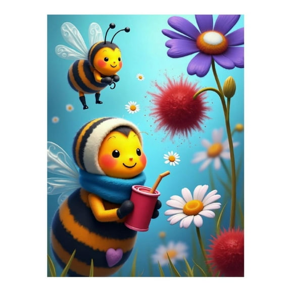 Diamond Art Kit for Adults, Cute Bee Print No.9 Diamond Painting for Adults Beginners, 5D DIY Diamond Art Painting Kits, Colorful Diamond Painting Craft for Home Decor 12x16