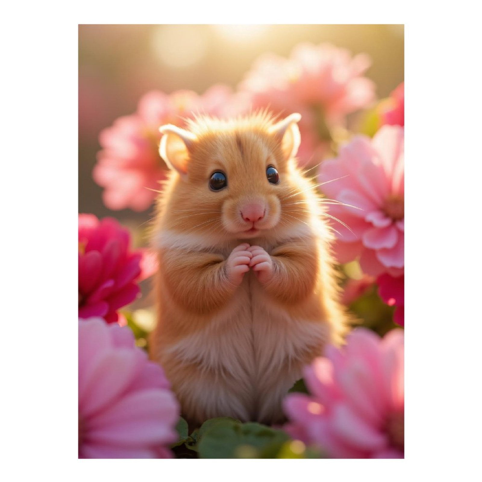 Diamond Art Kit for Adults, Cute Hamster Among Pink Flowers Diamond Painting for Adults Beginners, DIY Diamond Art Painting Kits, 5D Diamond Painting Crafts for Home Decor 12x16 Frameless
