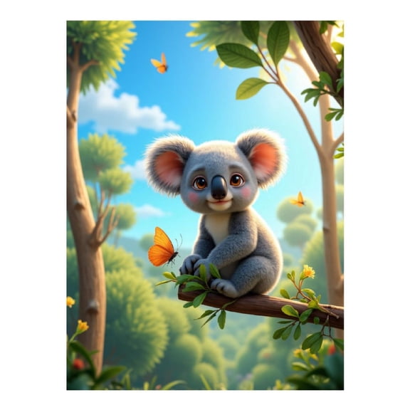 Diamond Art Kit for Adults, Cute Koala Butterfly Forest Scene Diamond Painting for Adults Beginners, 5D DIY Diamond Art Painting Kits, Colorful Diamond Painting Craft for Home Decor 12x16