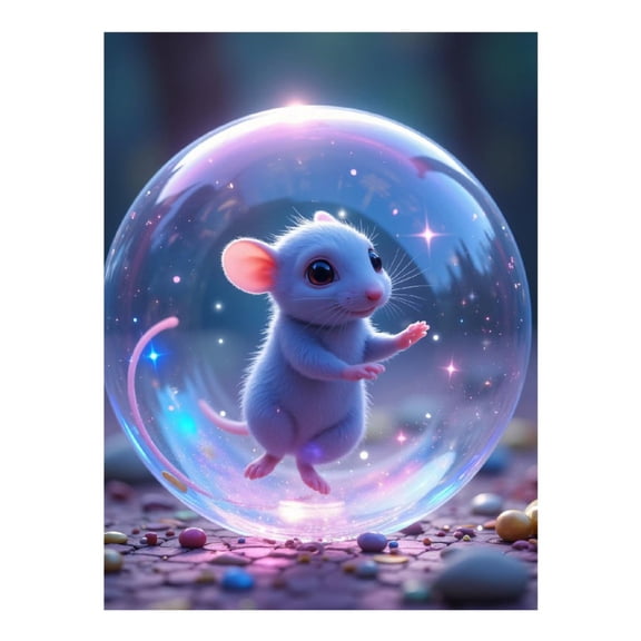 Diamond Art Kit for Adults, Cute Mouse In Magical Bubble Diamond Painting for Adults Beginners, 5D DIY Diamond Art Painting Kits, Colorful Diamond Painting Craft for Home Decor 12x16