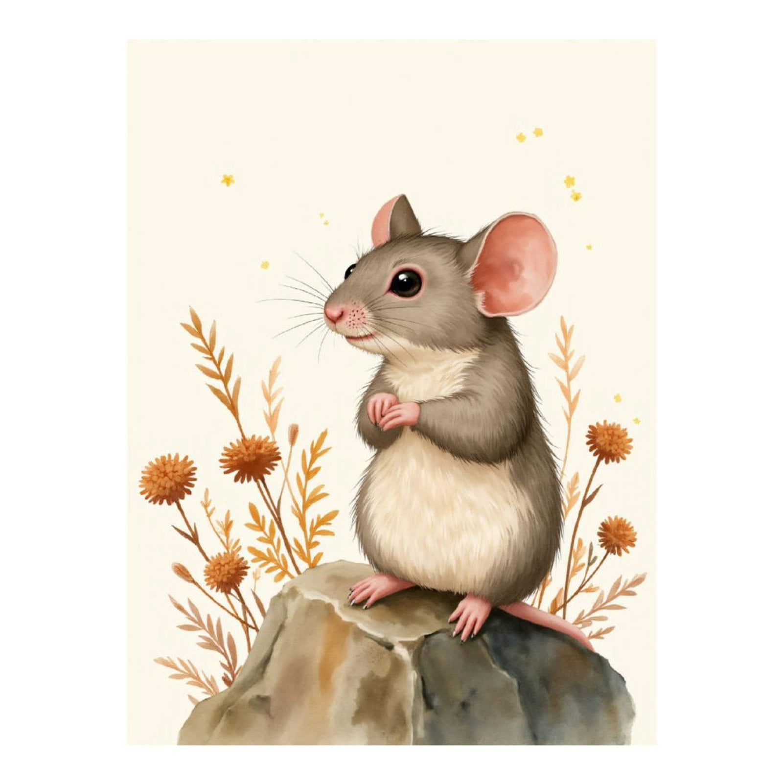 Diamond Art Kit for Adults, Cute Mouse On Rock With Flowers Diamond Painting for Adults Beginners, 5D DIY Diamond Art Painting Kits, Colorful Diamond Painting Craft for Home Decor 12x16