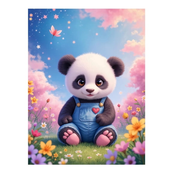 Diamond Art Kit for Adults, Cute Panda In Denim Overalls Diamond Painting for Adults Beginners, DIY Diamond Art Painting Kits, 5D Diamond Painting Crafts for Home Decor 12x16 Frameless