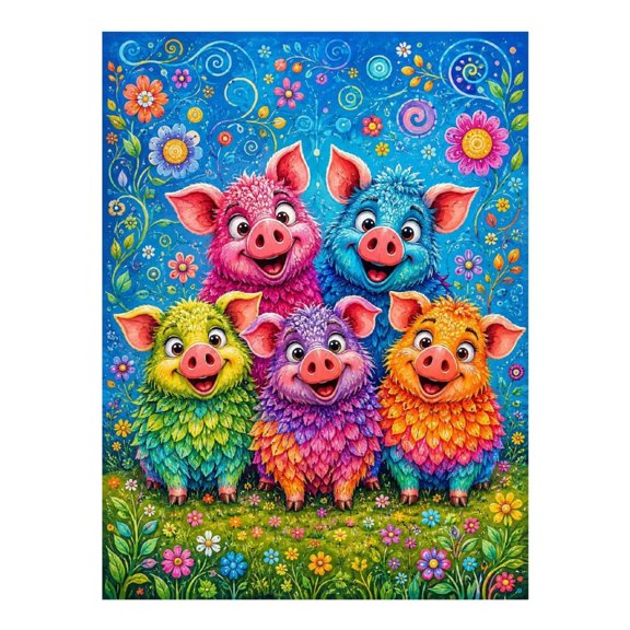 Diamond Art Kit for Adults, Cute Pig Rainbow Diamond Painting for Adults Beginners, 5D DIY Diamond Art Painting Kits, Colorful Diamond Painting Craft for Home Decor 12x16