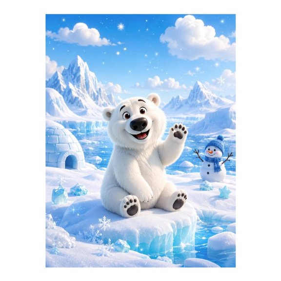 Diamond Art Kit for Adults, Cute Polar Bear Diamond Painting for Adults Beginners, 5D DIY Diamond Art Painting Kits, Colorful Diamond Painting Craft for Home Decor 12x16