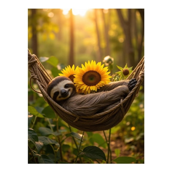Diamond Art Kit for Adults, Cute Sloth Sunflower Hammock Greenery Diamond Painting for Adults Beginners, DIY Diamond Art Painting Kits, 5D Diamond Painting Crafts for Home Decor 12x16 Frameless