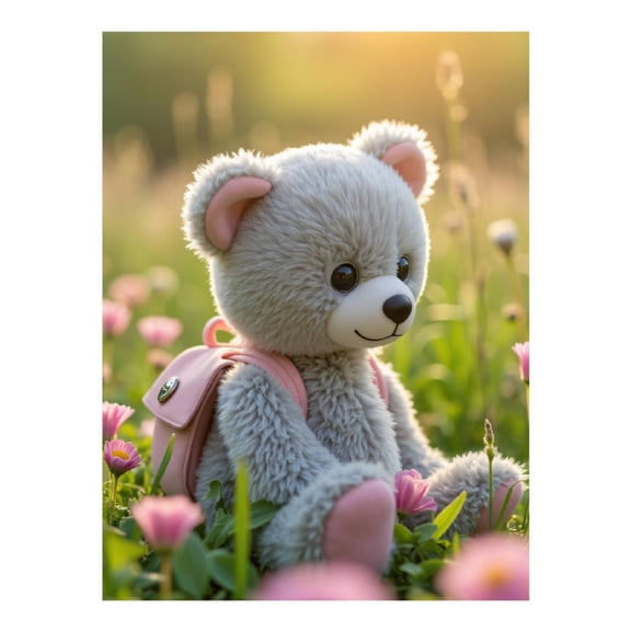 Diamond Art Kit for Adults, Cute Teddy Bear In Flower Field Diamond Painting for Adults Beginners, 5D DIY Diamond Art Painting Kits, Colorful Diamond Painting Craft for Home Decor 12x16